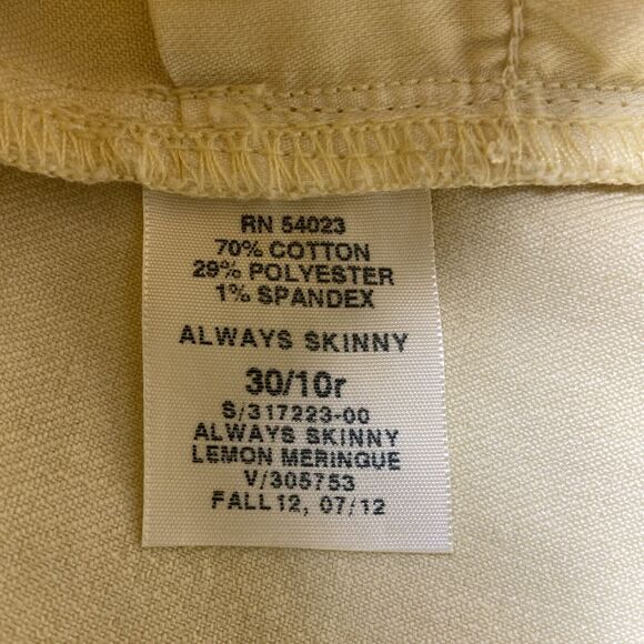 Gap 1969 Always Skinny Jeans Women's Size 30/10r Yellow Denim - Picture 10 of 12